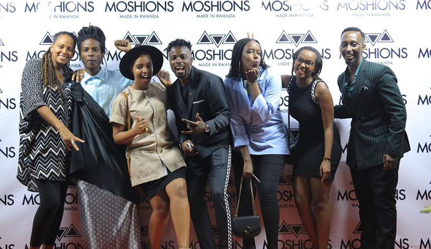 Moses Turahirwa, founder of Moshions, Sonia Mugabo and several guests and fashion lovers at the event. Courtesy.