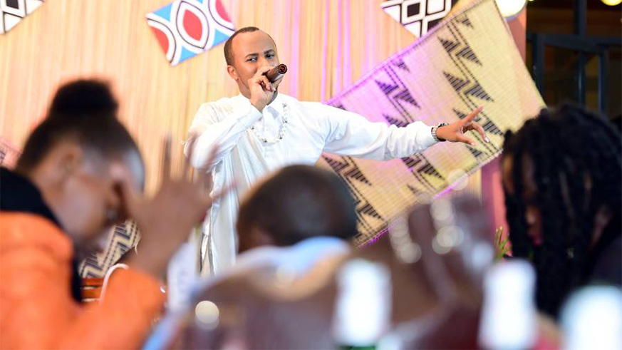 Ibrahim Cyusa leads members of his Inkera traditional troupe as they perform at a past event. The troupe comprises 14 talented gakondo musicians and dancers.