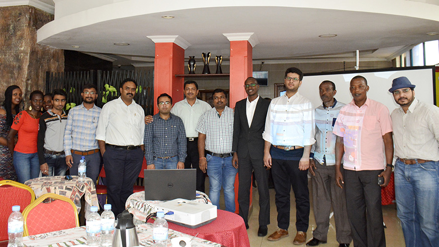 Shram Impex Ltd staff with other participants during the launch of the platform.Frederic Byumvuhore