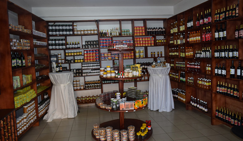 Euphrosine Niyidukundaâ€™s products are on display at RYAFâ€™s shop in downtown Kigali where young entrepreneurs exhibit and sell their innovative products. Photos by Michel Nkurunziza