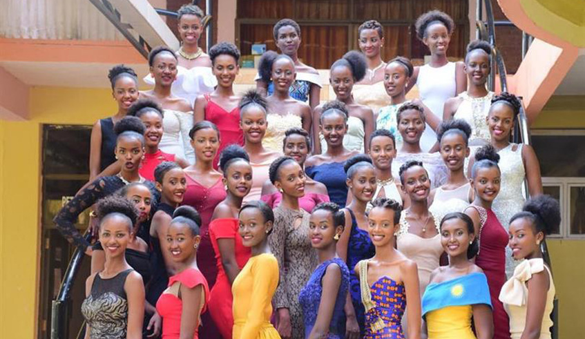 Last yearu2019s Miss Rwanda beauty contestants pose for a group photo.Courtesy