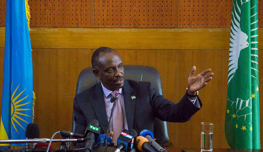Foreign Affairs minister Dr Richard Sezibera speaks to the media last month File. 