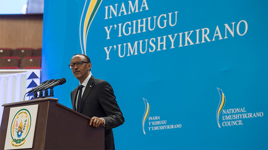 President Kagame delivers State of the Nation Address on Day I of the 16th National Dialogue Council (Umushyikirano) at Kigali Convention Centre yesterday. Village Urugwiro.