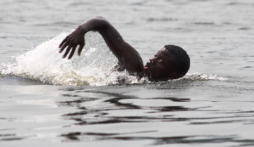 One of the participants during the 2017 Muhanzi Open Swimming Competition. Courtesy.