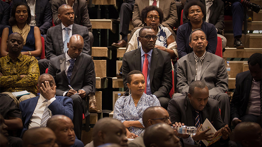 Nyanja with other delegates on the second Umushyikirano 2018 on Friday. Nadege Imbabazi.