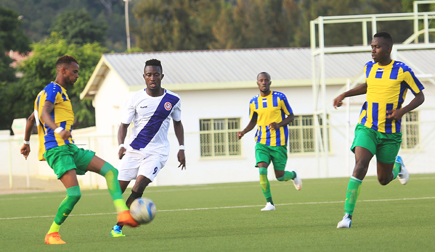 AS Kigali defender Omar Ngandu, seen here in action against Sunrise in a past league match, was pivotal in his teamu2019s victories against Bugesera and SC Kiyovu last week. Sam Ngendahimana.