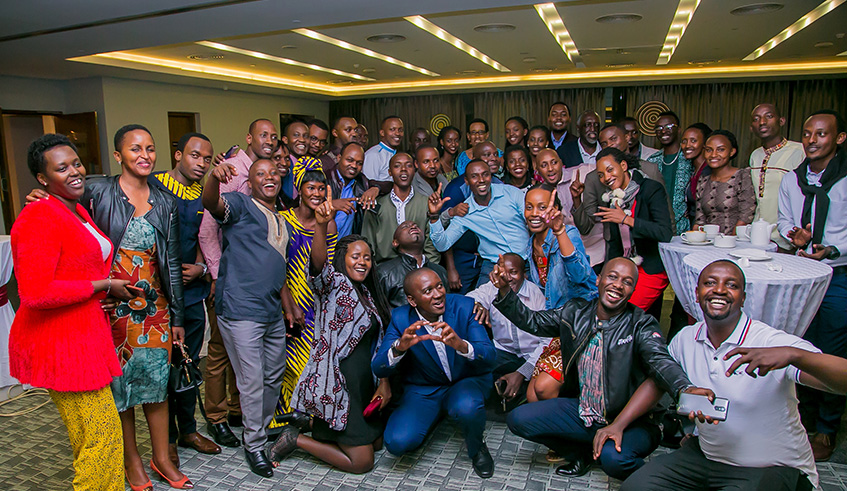 Pan-African youths in a group photo at the event in Kigali on Monday. Frederic Byumvuhore.