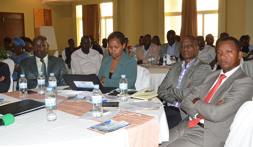 Districts and RGB officials in meeting last month. Jean de Dieu Nsabimana.