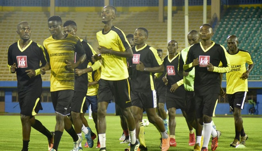 Mukura Victory Sports have never gone past the first round in CAF Confederation Cup since their 1984 debut. Mukura players are seen here during a past training session at Amahoro National Stadium. Courtesy.