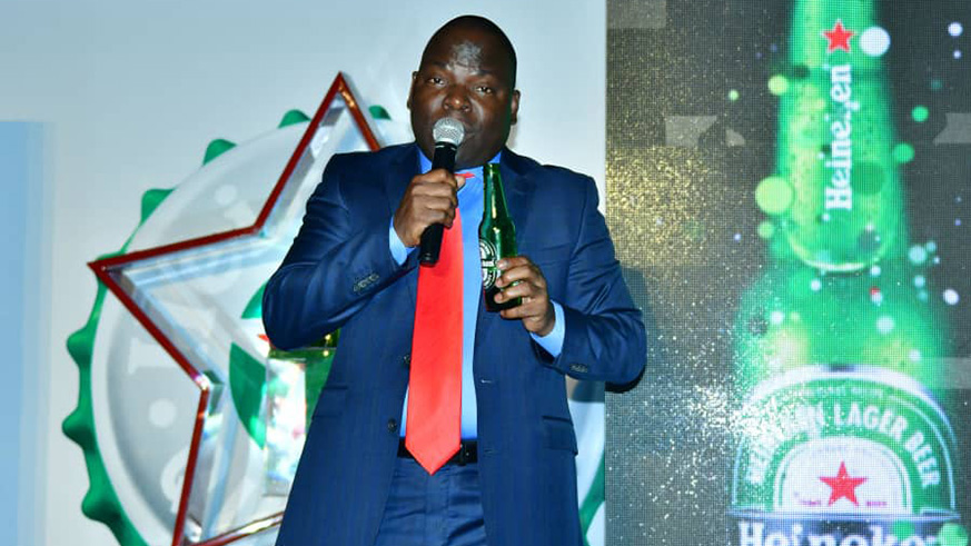 Bralirwau2019s managing director, Victor Madiela launches Heineken at Kigali convention cente. Michel Nkurunziza.