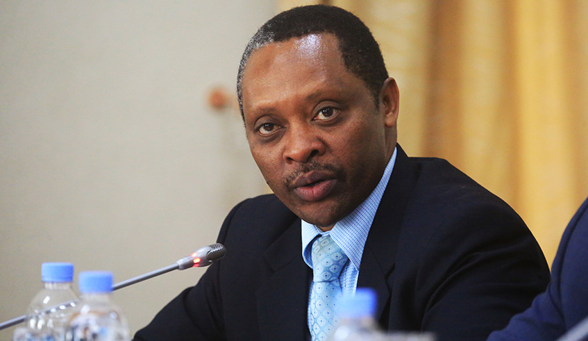 Minster of Local Government Prof. Anastase Shyaka during a past news conference. Sam Ngendahimana.