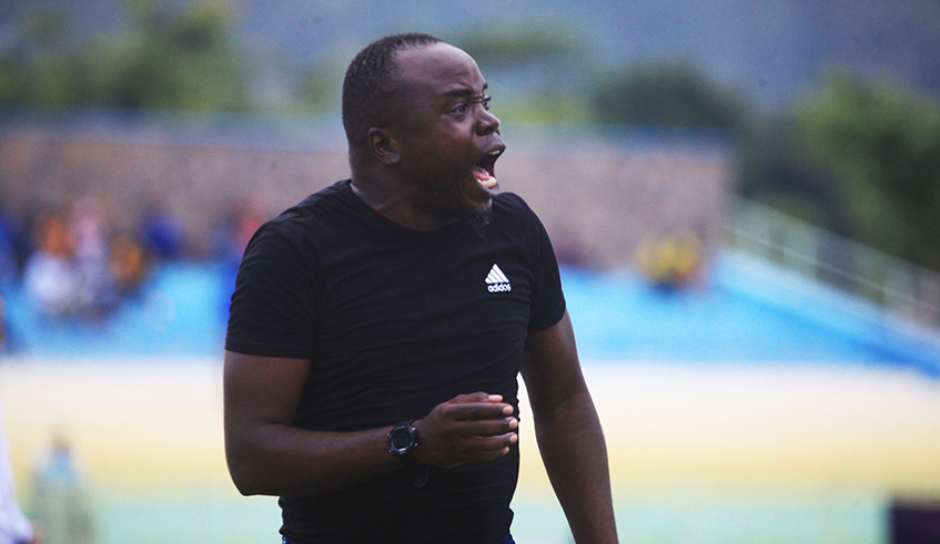 Police head coach Albert Joel Mphande reacts to a playeru2019s error during the 1-0 victory over Rayon Sports at Kigali Stadium last Friday. Sam Ngendahimana.