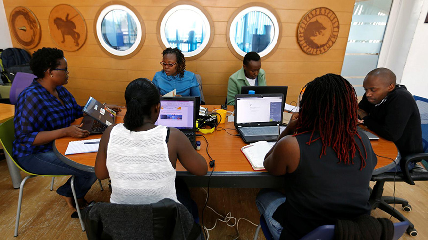 A group of young African tech innovators  during a brainstorming session. Net photo.