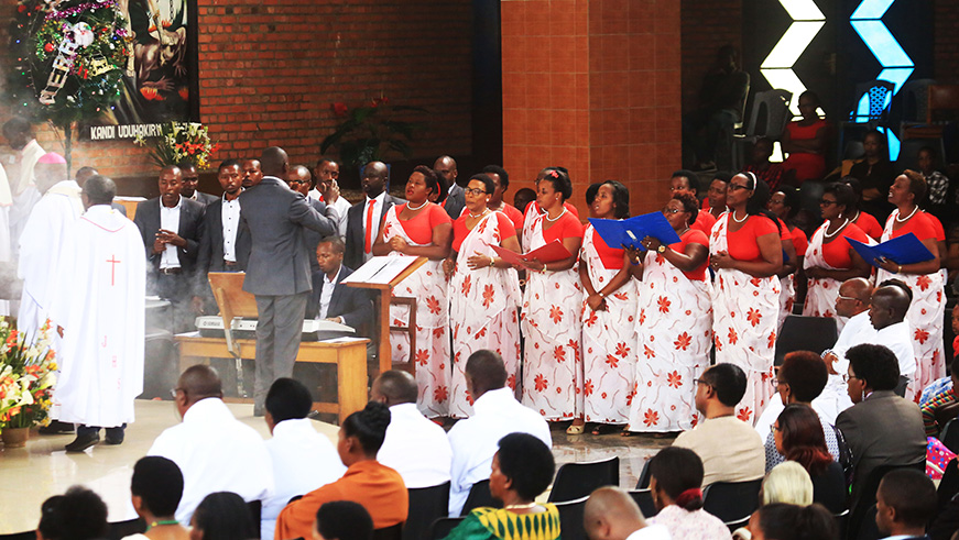 A choir sings at St. Michel Cathedral in Kigali. The Clergy have called for peace and concerted efforts in building a safe society for children as the world prepares to usher in a new year. Sam Ngendahimana.