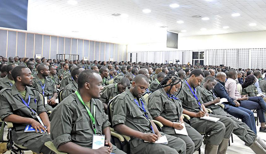 Students from the Diaspora during a study session of Itorero Indangamirwa IX. File.
