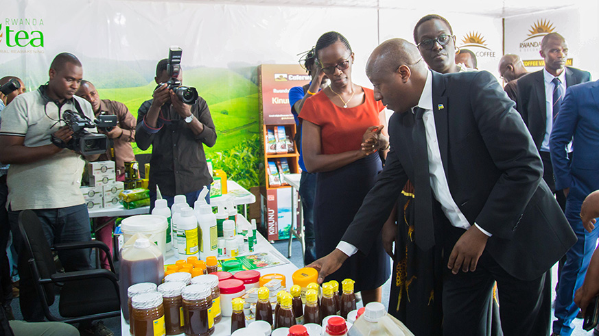 Prime Minister Edouard Ngirente and other officials visit NAEB exhibition stand at the Expo Grounds last year during the Made-in-Rwanda expo. Rwanda Standards Board (RSB)u2019s quality testing laboratories have acquired an international accreditation.  File.