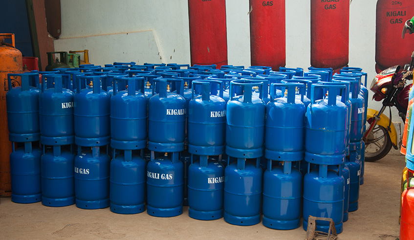 Cooking gas cylinders at a store in Kigali. The Government is planning to introduce strategic cooking gas reserves to cushion the country against potential shortages. Courtesy.