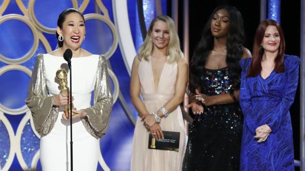 Sandra Oh won for her role in TV drama Killing Eve, and also co-hosted the ceremony. / Net