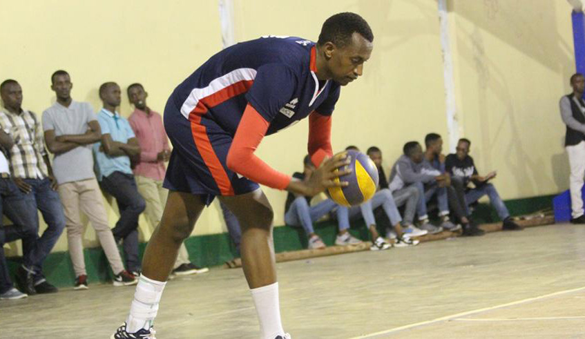 Rwanda international Olivier Ntagengwa has been instrumental in REGu2019s stunning run in volleyball league this season. File.
