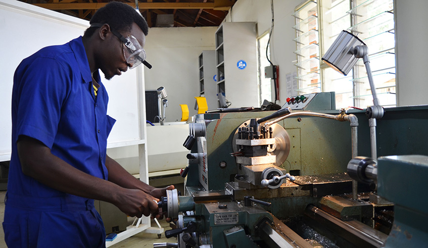 A student in workshop at IPRC Tumba. Sam Ngendahimana.