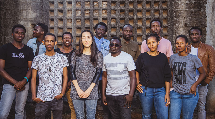 Olivier Kavutse and his wife Amanda Fang Kavutse (centre), founders of Prayer House, in a photo with other members of Beauty For Ashes band. Courtesy.   