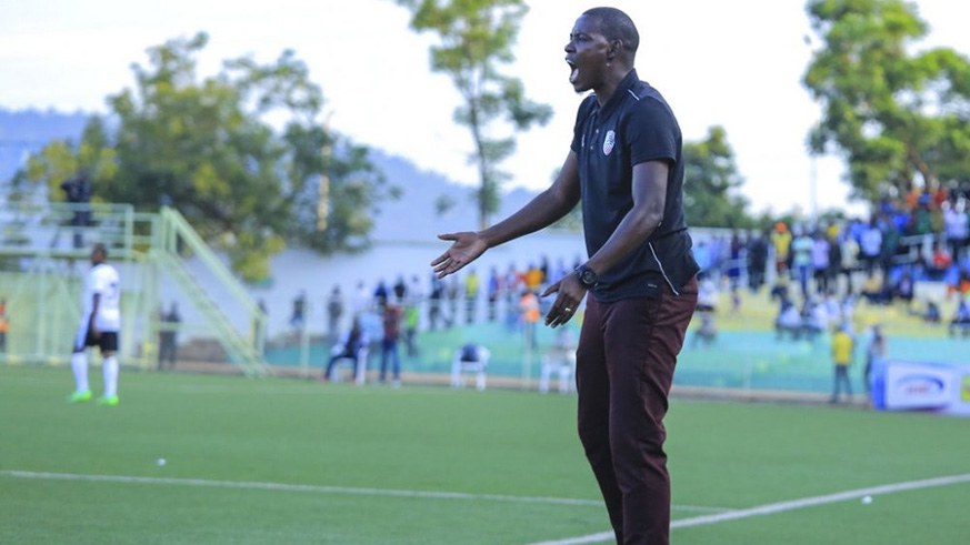 APR head coach Jimmy Mulisa during a past league match against Mukura at Kigali Stadium this month, which ended 1-0 in favor of Mukura. File.