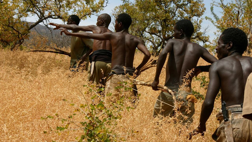 Members of the Hadza tribe in Tanzania on a zebra hunt. Net.