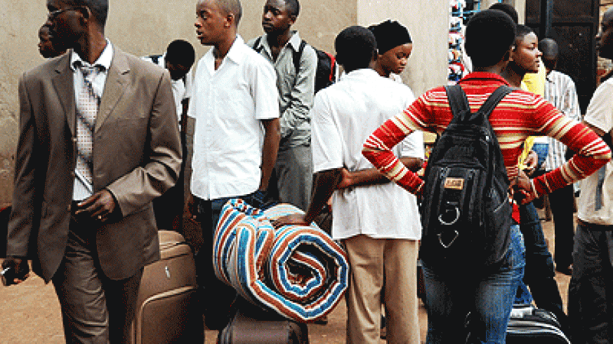 Students in Nyabugogo Taxi Park going back to school. File