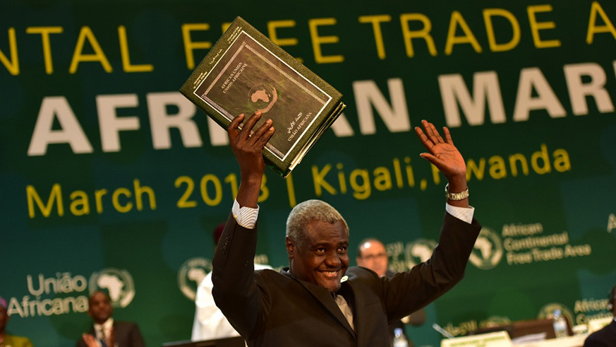 Under the AU chairmanship of President Paul Kagame, Kigali in March 2018 hosted the launch of the historic Africa Continental Free Trade Area, AfCFTA, which aims to unite Africa at the level of trade. Courtesy. 