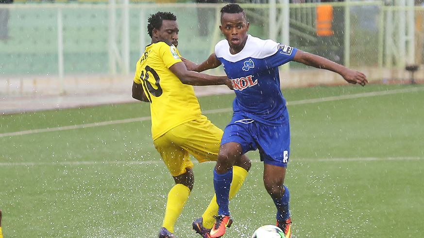 Muhire (R) during a past match against Young Africans of Tanzania. Sam Ngendahimana.