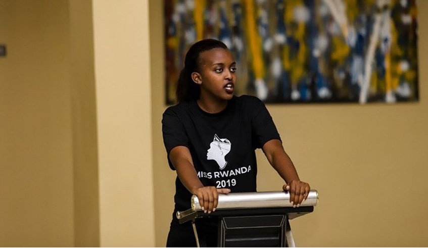 contestant doing the public speaking challenge . /Courtesy photo