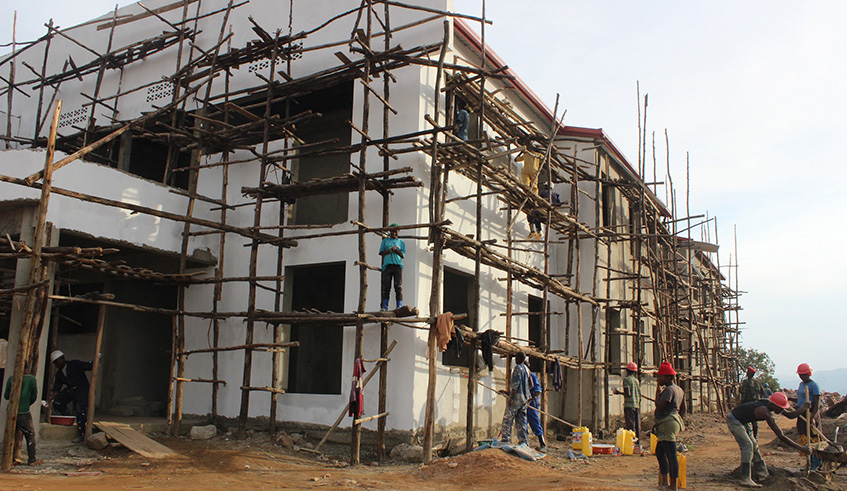 One of the buildings of the proposed Gatonde Hospital thatu2019s under construction in Gakenke District. Regis Umurengezi.
