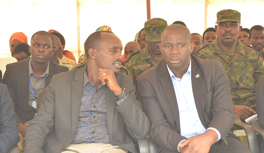 Governor Fred Mufulukye (L) and Ngoma District mayor Aphrodise Nambaje, in Rukumberi on Thursday