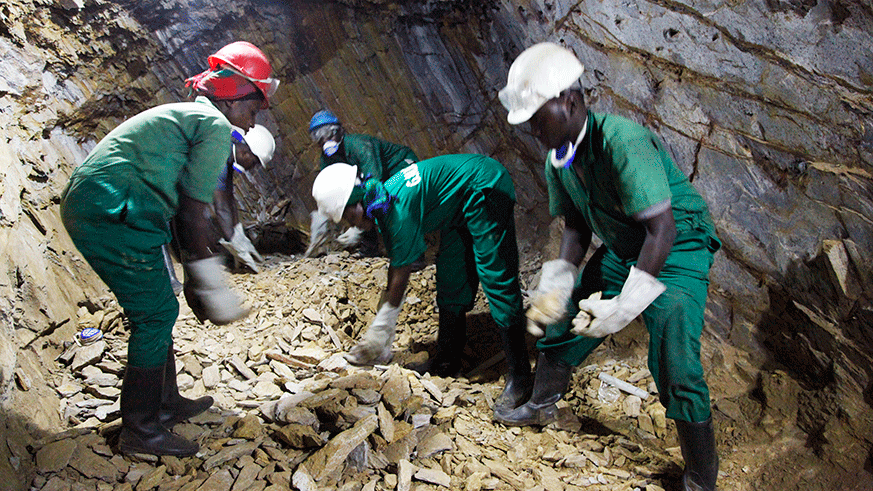 Miners at work inside Mageragere mining site in Nyarugenge District last year. Eight firms are set to invest over $18.3 million, in a move to boost professionalism in the sector. File.