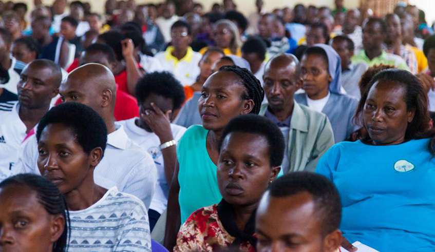 Teachers follow proceedings during a civic education meeting in Kigali. File.