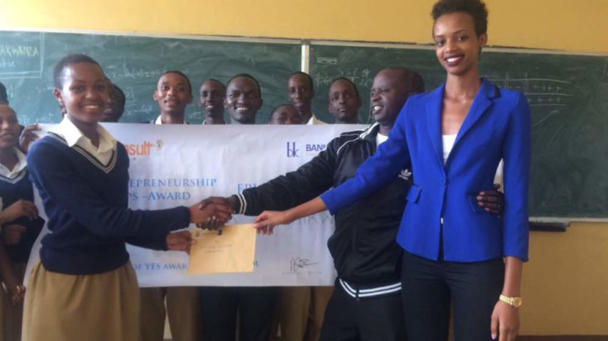 As a high school student, Uwihirwe got a cash prize of Rwf150,000 cash prize for being the best high school student innovator. Courtesy photos.
