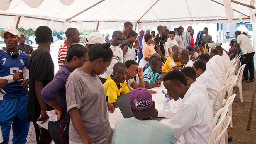 Hundreds of residents of Kigali City at the bimonthly Car-Free Day where they are tested for different cancers and  Non-Communicable Diseases. (File)