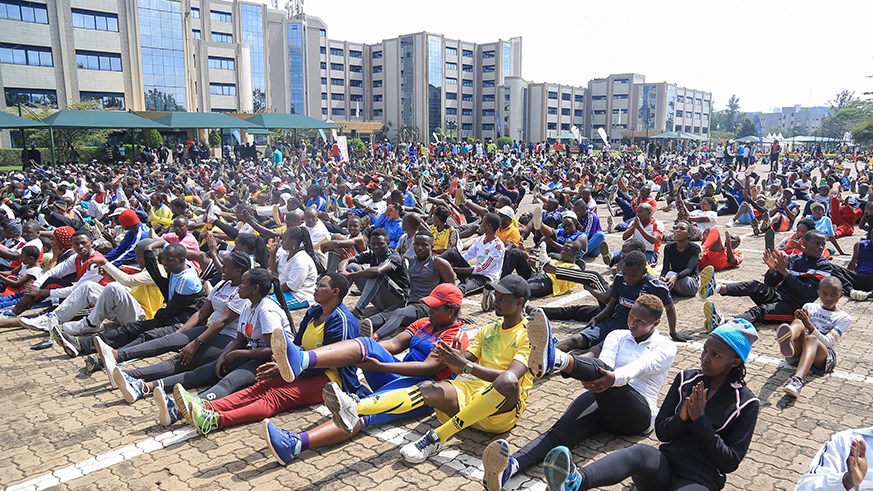 Residents of Kigali City during car free day. Kigali City has been nominated among the 16 finalists of the Wellbeing city awards. (Nadege Imbabazi)
