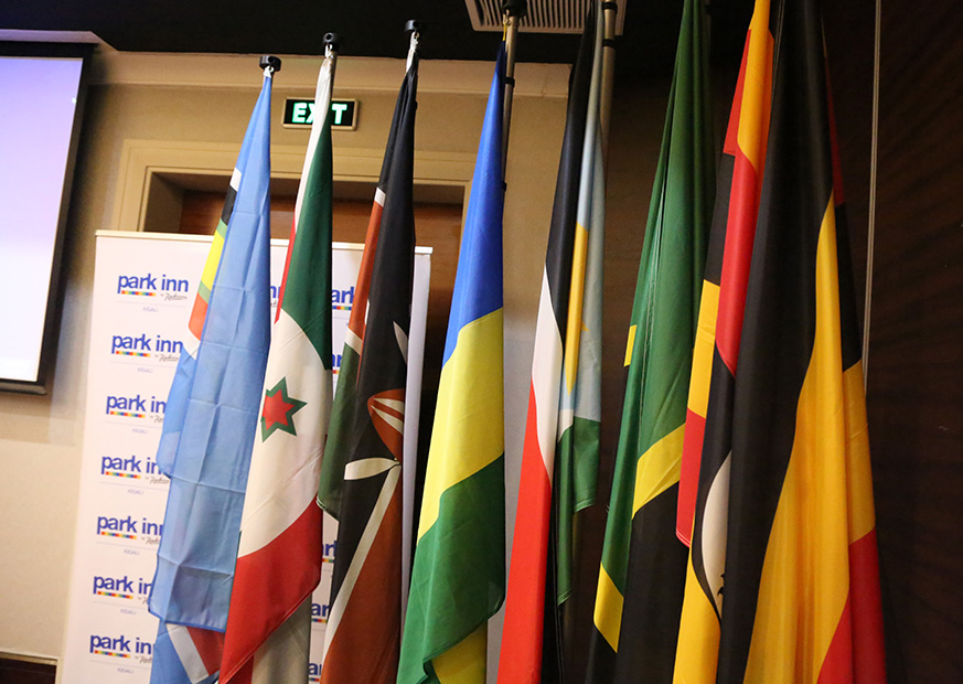 Flags from the six East African nations attending the meeting. (All photos by Sam Ngendahimana)