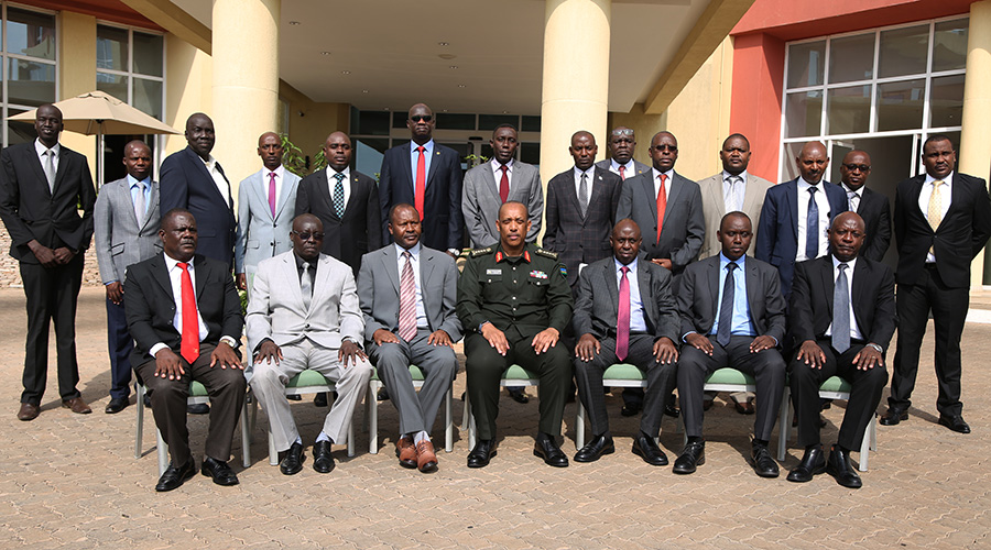 The Chief of Defence Staff General Patrick Nyamvumba poses with EAC chiefs and directors of  intelligence in their  meeting in Kigali. / Sam Ngendahimana