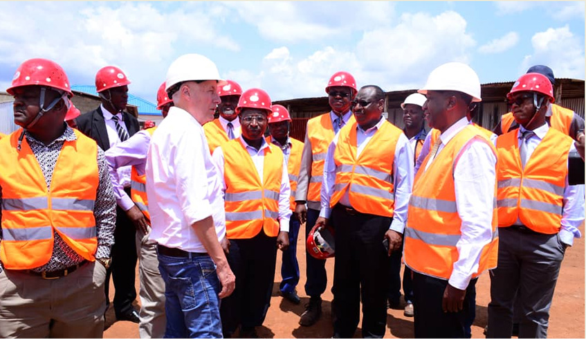 Officers inspecting construction of Rusumo power plant recently.Courtesy.