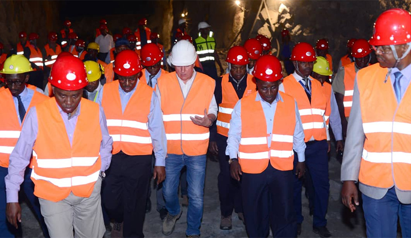 Officers inspecting construction of Rusumo power plant recently.Courtesy.