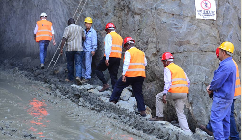 Officers inspecting construction of Rusumo power plant recently.Courtesy.