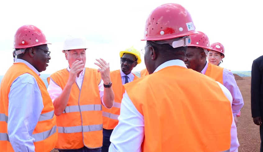 Officers inspecting construction of Rusumo power plant recently.Courtesy.