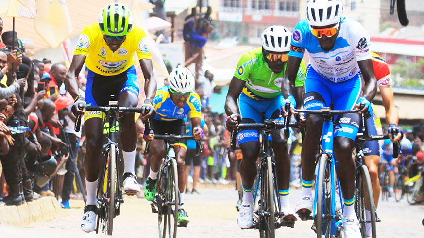 Tour du Rwanda 2018 champion Samuel Mugisha,  Jean Claude Uwizeye and Valens Ndayisenga climb Mur de Kigali  during a past edition of Tour du Rwanda. They are among the riders who are training in Musanze ahead of the next race. Sam Ngendahimana.