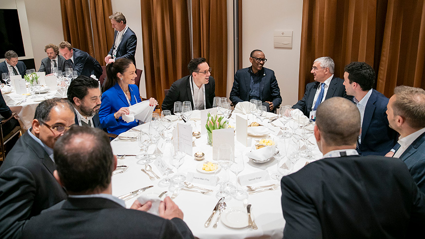 President Kagame on Thursday arrived in Munich, Germany for this year's Munich Security Conference that starts Friday.   On Thursday evening, the President was hosted to a dinner by Christian Angermayer (on his right), the Founder of Apeiron Investment Group. The dinner was attended by a group of international investors in different areas. Urugwiro Village