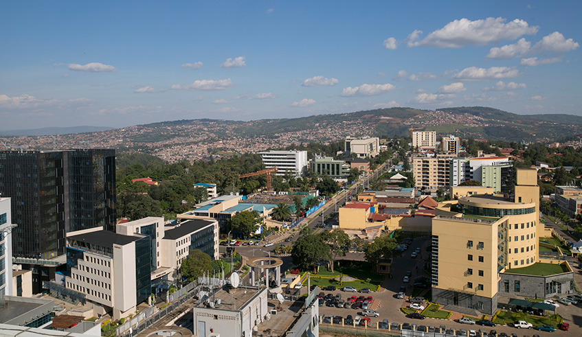 An aerial view of Nyarugenge, Kigali. Senators discussed how land for farming has been separated from land for settlement. Net photo.