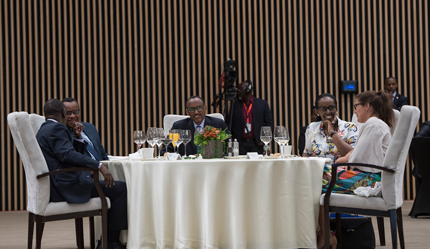 President Paul Kagame yesterday hosted members of the diplomatic community to the annual Diplomatsu2019 luncheon. The President is seeking for global efforts towards eliminating of genocide negationism. Village Urugwiro.