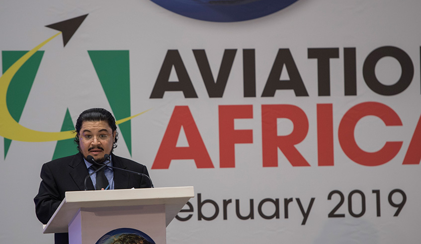 Abdullah Al-Sayed, NEXUS Group Founder and Chairman  addressing delegates at the summit in Kigali, yesterday. Courtesy. 
