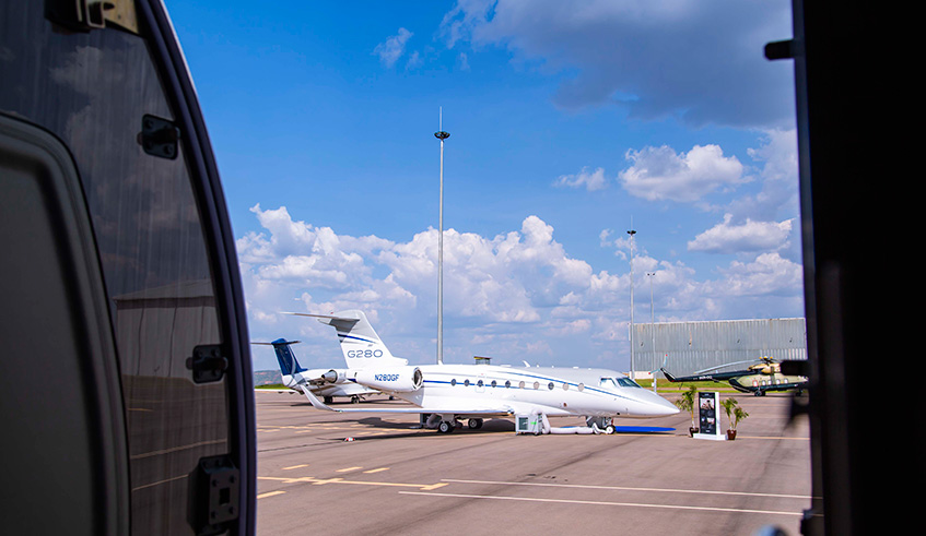 Gulfstream's latest planes showcasing at Kigali International Airport. 